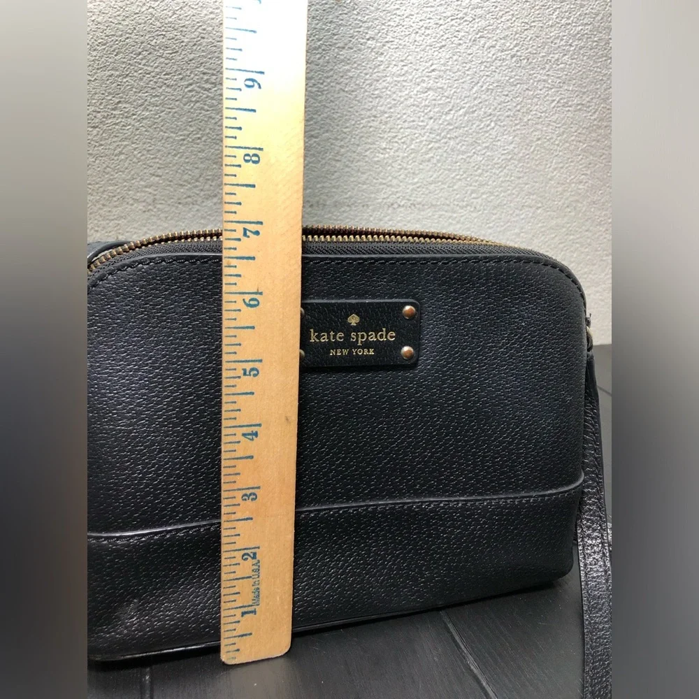 kate spade Black Pebbled Leather Dome Crossbody with Gold-Tone Logo